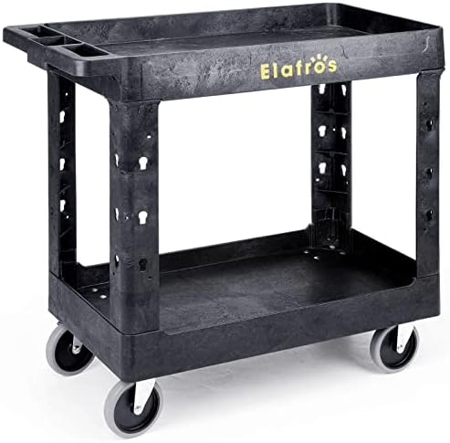 ELAFROS 2-Tier Utility Rolling Cart, 34 x 17 in, 5" Swivel Wheels, 550lb by ELAFROS