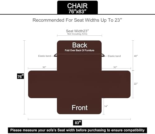 U-NICE HOME Reversible Recliner Chair Covers, Taupe - Image 6