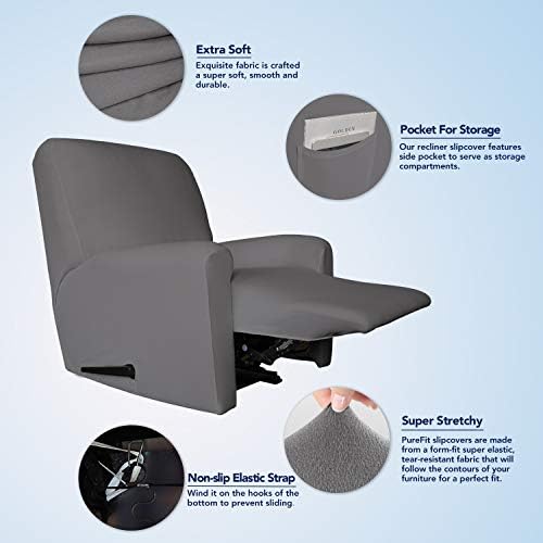 PureFit Stretc Recliner Chair Covers Fleece Soft Couch Covers for Sofa - Image 3