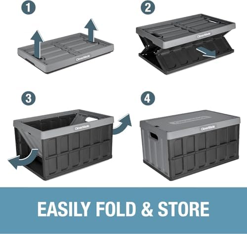 CleverMade Collapsible Storage Bins With Lids, 62L 3 Pack, 100 lb, Ocean - Image 4