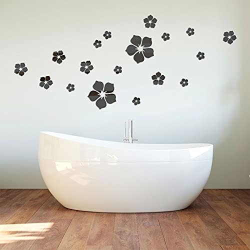 Philbinden Acrylic Mirror Floral Wall Stickers Self Adhesive Mirror Wall Decor Removable Mirror Decor 3D Flower DIY Wall Sticker for Living Room Bedroom Bathroom (Black) - Image 5