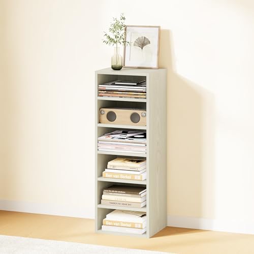 IOTXY DIY Modular Cubby Bookcase - Stackable 6-Cube Open Bookshelf, Oak - Image 5