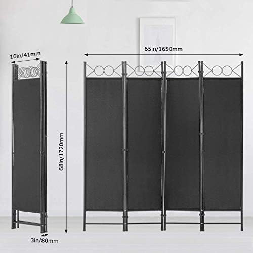FDW 4-Panel Folding Room Divider | 6ft, Black | Light & Portable - Image 6