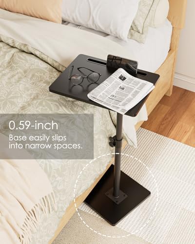 Masupu Sofa Arm Tray Table - 360° Swivel Height Adjustable End Table, Small Snack Side Table for Couch, C Shaped Table for Bed, Chair or TV Tray Table(Black) - Image 3