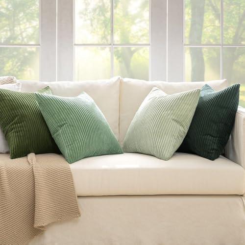 MIULEE Soft Corduroy Decorative Throw Pillow Covers Forest Green 24x24 - Image 3