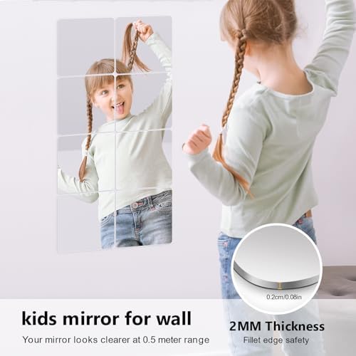 Shiftshade Wall Stickers - Unbreakable Self-Adhesive Mirror Tiles for Bedroom, Home, Gym, Door - Acrylic Shatterproof Sheets, Panels (8x8 Inch, 4 Pcs) - Image 6
