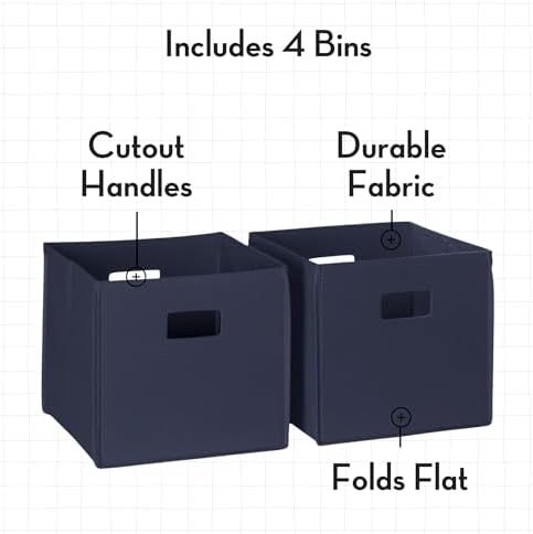 RiverRidge Folding Storage Bins - 4-pack of 10in Tall Navy Cubes - Image 4