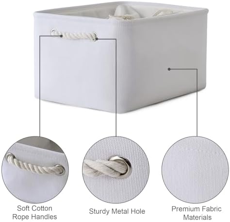 TheWarmHome Storage Basket for Gifts Empty - X Large - 3 Pack 17.7L×13.8W×9.8H in Collapsible Storage Bin for Shelves, Toy Box Storage for Gifts Book Laundry (White) - Image 6