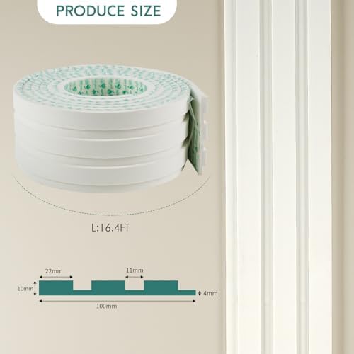 4-in White EVA molding Peel and Stick Panel, 3D Flexible Fluted self Adhesive Panels molding Trim for TV Background Wall, Playroom Safety & Modern Interior Decor(16.4FT) - Image 2