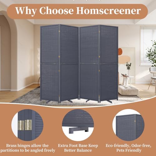 Room Divider Folding Privacy Screens,Hand-Made Natural Bamboo Room Dividers - Image 3
