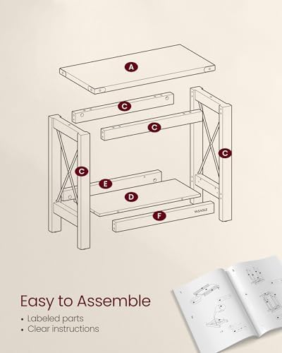 VASAGLE 2-Tier End Side Table, Small Accent Nightstand with Bottom Shelf - Image 6