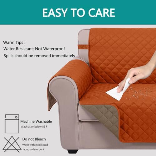 U-NICE HOME Loveseat Sofa Cover for 2 Cushion Couch, Orange/Taupe - Image 4
