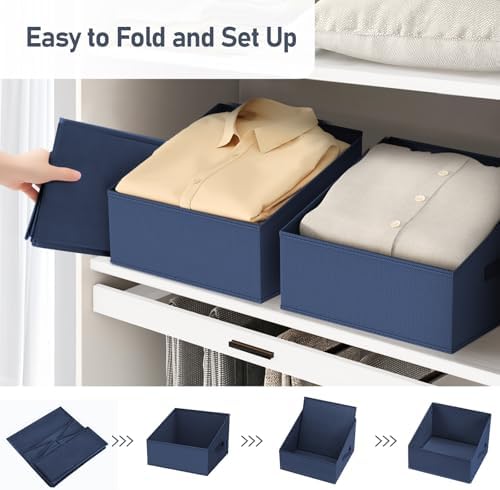 DIMJ Closet Storage Bins 12 Pack - Fabric Storage Baskets for Shelves, Collapsible Clothes Organizer with Handles, Trapezoid Shelf Organization Storage Cubes for Purse, Toys, Books, Towel, Clothes - Image 4