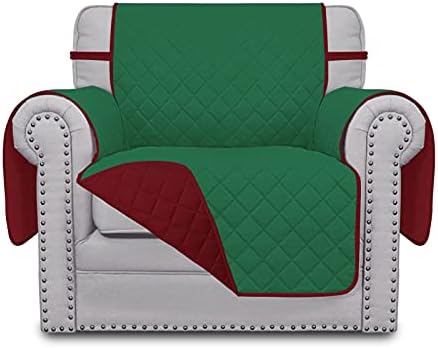 Easy-Going Chair Sofa Slipcover Reversible Sofa Cover Water Resistant Couch Cover Furniture Protector Cover with Elastic Straps for Pets Kids Children Dog Cat (Chair, Green/Christmas Red) by Easy-Going