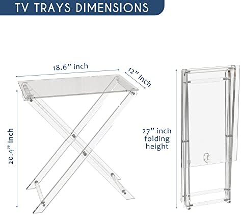 TV Tray Acrylic Folding TV Tray Table Foldable Furniture Modern Small Desk Space Saving Side Table for Living Room, Bed Room, Kitchen Serving Table Snack Eating Tables Easy Assembly - Image 5