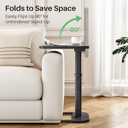 Kitstorack TV Tray Table, Adjustable Height & Rounded Metal Corners, Snack Table for Couch, Sofa, Bed, Chair, Living Room, C Shaped End Side Table for Eating, Dinner or Laptop, Small Spaces, Dark Gray - Image 6