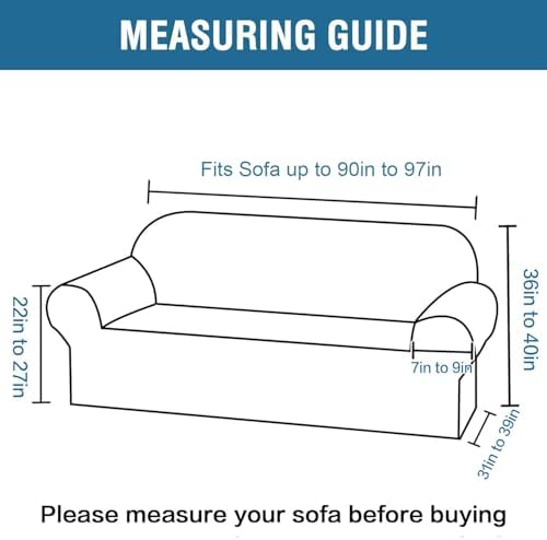 H.VERSAILTEX Stretch Velvet Sofa Covers for 3 Cushion Couch Covers Furniture Protector Soft with Non Slip Elastic Bottom, Crafted from Thick Comfy Rich Velour (Large Sofa 90"-97", Porcelain White) - Image 2