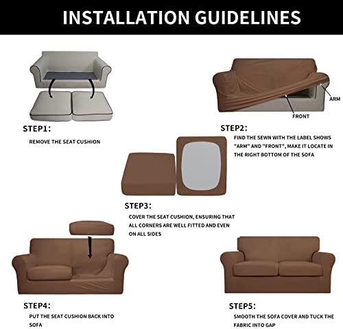 Easy-Going 3 Pieces Stretch Loveseat Couch Cover for 2 Cushion Washable - Image 6