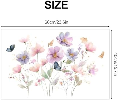 ANNA QUEEN Watercolor Floral Wall Decals Peel and Stick, Pastel Flower Wall Stickers, Botanical Wall Decor Removable Vinyl Wall Art for Bedroom Living Room Decor - Image 2