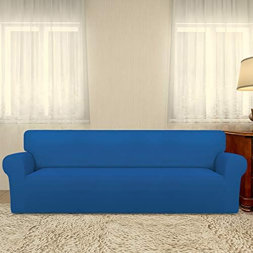 PureFit Stretch Couch Covers for Sofa 4 Seater Slipcovers Classic Blue - Image 2