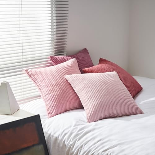 Topfinel Pink Throw Pillow Covers 16x16 Inch Set of 4,Soft Farmhouse Corduroy Decorative Cushion Cover,Square Cute Pillow Case for Gril's Bedroom Couch Sofa Living Room,Spring Series Home Decor - Image 6