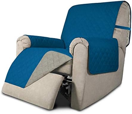 Easy-Going Reversible Couch Cover, Recliner 19 in, Peacockblue/Beige by Easy-Going