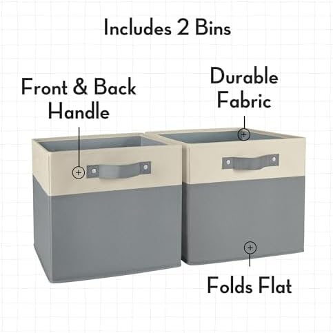 RiverRidge Two-Tone Folding Storage Bins - 2-pack of 10in Tall Gray Cubes - Image 4