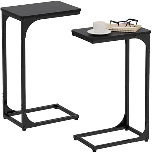 C Shaped End Tables Couch Table TV Trays Set of 2, 7" Wide, Black by JCMCDObyCOZYHOME
