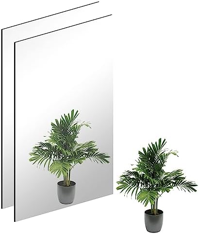 16 x 12'' x 2Pcs Glass Wall Mirror Tile with Self Adhesive Tapes by FindYourLove