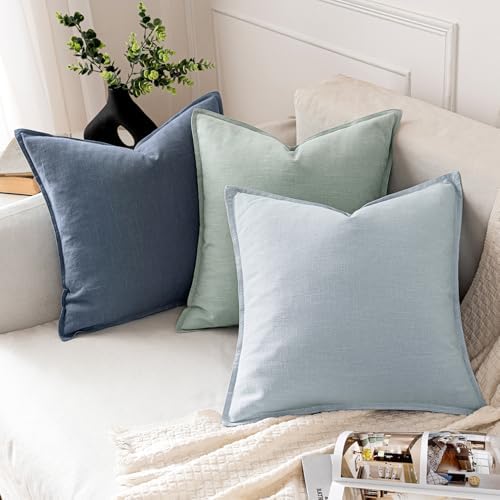 MIULEE Decorative Linen Euro Sham Pillow Covers 26x26 Inch Blue Ashes - Image 4
