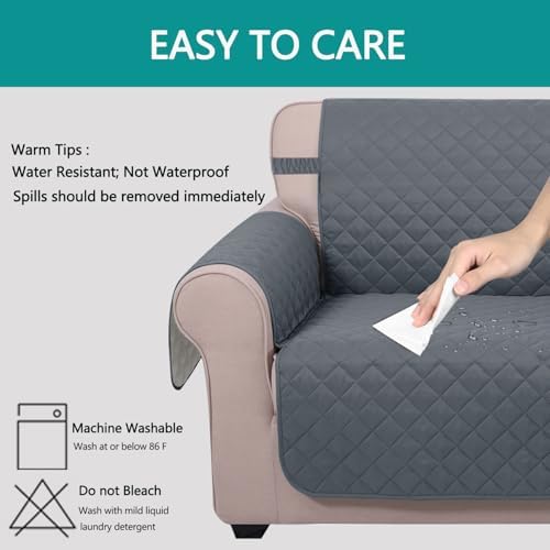 U-NICE HOME Large Sofa Cover Reversible Couch Cover, Dark Blue/Light Grey - Image 5