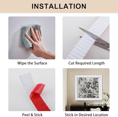 Hungbak 1.18" x 118" Peel and Stick Finished White Reeded Molding Trim - Self-Adhesive Decorative Strip for Picture Frame, Mirror, Shelf, Wall, Door, Cabinet - Image 7