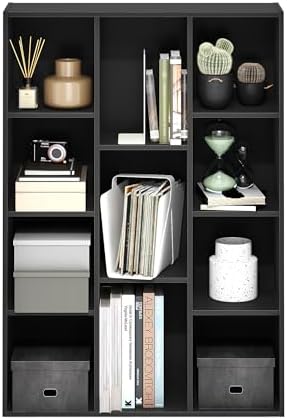Furinno LUDER Book Shelf, 11-Cube Bookshelf, Reversible Bookcase, 9.4 x 29.1 x 41.7, Easy Assembly, for Living Room, Bedroom, Home Office, Blackwood - Image 5