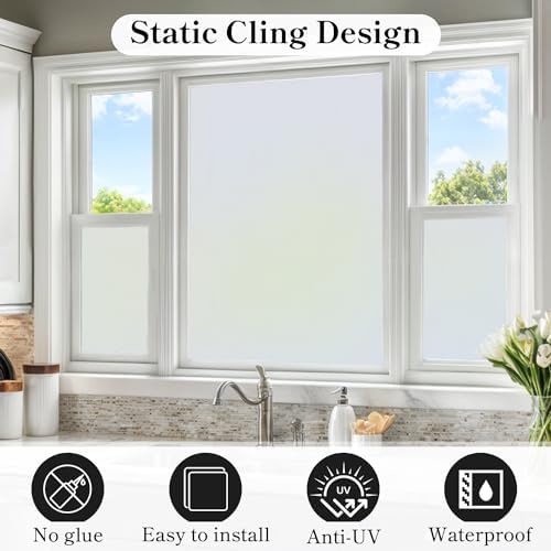 DUOFIRE Window Privacy Film, Frosted Glass Window Film, White, 23.6"x118" - Image 5