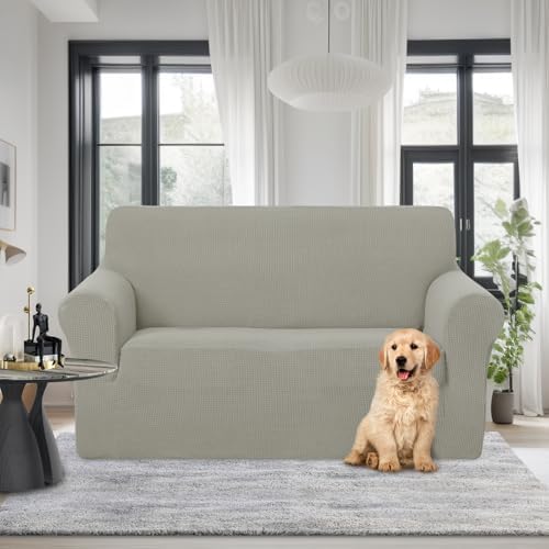 U-NICE HOME Loveseat Cover Stretch Couch Cover Sofa Slipcover, Taupe - Image 2
