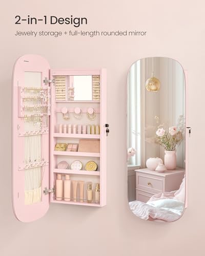 SONGMICS Jewelry Organizer, LED Jewelry Cabinet, Wall/Door Mounted - Image 4