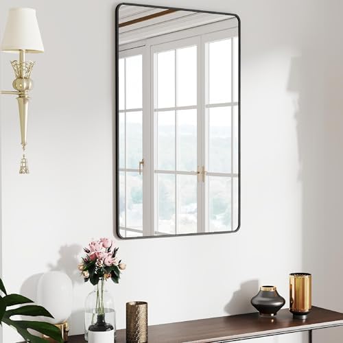 36x24 Bathroom Mirror Rect Wall Mounted Aluminum Metal Frame Black - Image 7