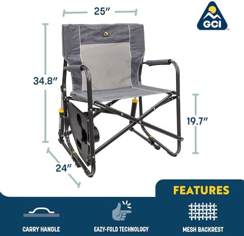 GCI Outdoor Freestyle Rocker Portable Folding Rocking Chair, Outdoor Camping Chair with Side Table - Image 3