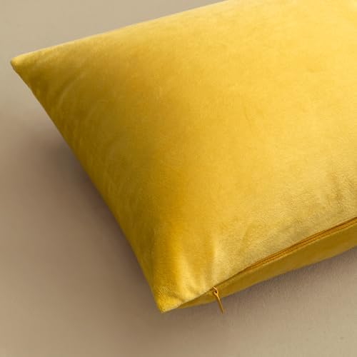 MIULEE Velvet Throw Pillow Covers 18x18 Inch Pack of 2 Lemon Yellow - Image 6