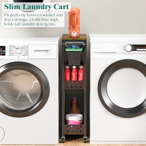 XYZLVSI 4 Tier Slim Storage Cart Laundry Room Organizer for Small Space - Image 6