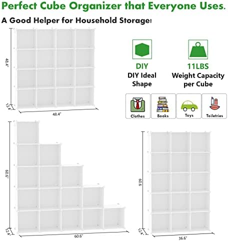 C&AHOME 16 Cube Storage Organizer Cube Shelves Units Storage Cubes, Milky - Image 3