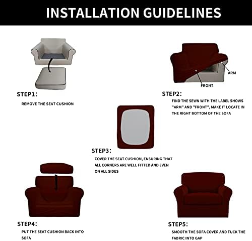Easy-Going 2 Pieces Stretch Sofa Slipcover for Armchair Washable - Image 6