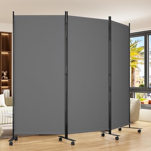 Room Divider 102'' Wide Folding Room Divider Panel with Wheel,Upgraded Base by HOMSCREENER
