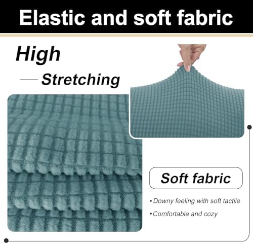 U-NICE HOME 4 Pieces Stretch Couch Cover Sofa Slipcover, Light Blue - Image 6