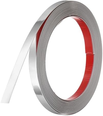 uxcell Silver Peel and Stick Molding Trim, 0.6 Inch x 19.7 ft Self-Adhesive Mirror Tape, Flexible PVC Border Strip for Wall Decoration Tile Edge Ceiling Floor Frame Furniture Decoration by uxcell