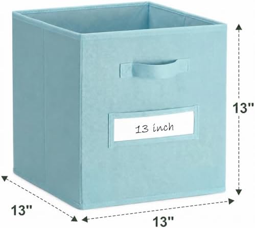 Storage Bins,13 Inch Cube Storage Bin with Labels,6pcs,Sky Blue - Image 3