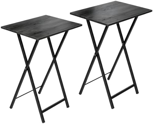 Folding TV Tray Table, Set of 2 Small Table, TV Dinner Table, Snack Tray Table Set, Portable Foldable Desk, Sofa Side Table, TV Tray Table for Couch, Living Room, Small Space by RUOZTEOO