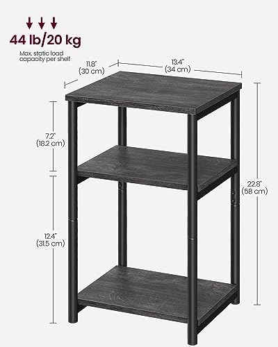 VASAGLE Side Table, Small End Table, Tall Nightstand, Steel Frame - Image 3