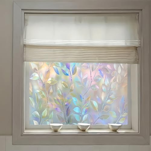 BlissYard Rainbow Flower Decorative Window Film 39.3x17.7 Inch PVC - Image 2
