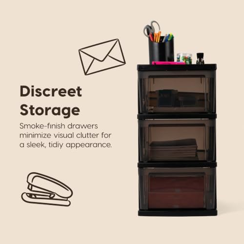 IRIS USA Plastic Drawer Storage Organizer, 3-Drawers, 2-Pack, for Classroom Art Craft Supplies, Bathroom Bedroom, Laundry Room, Black/Gray - Image 5